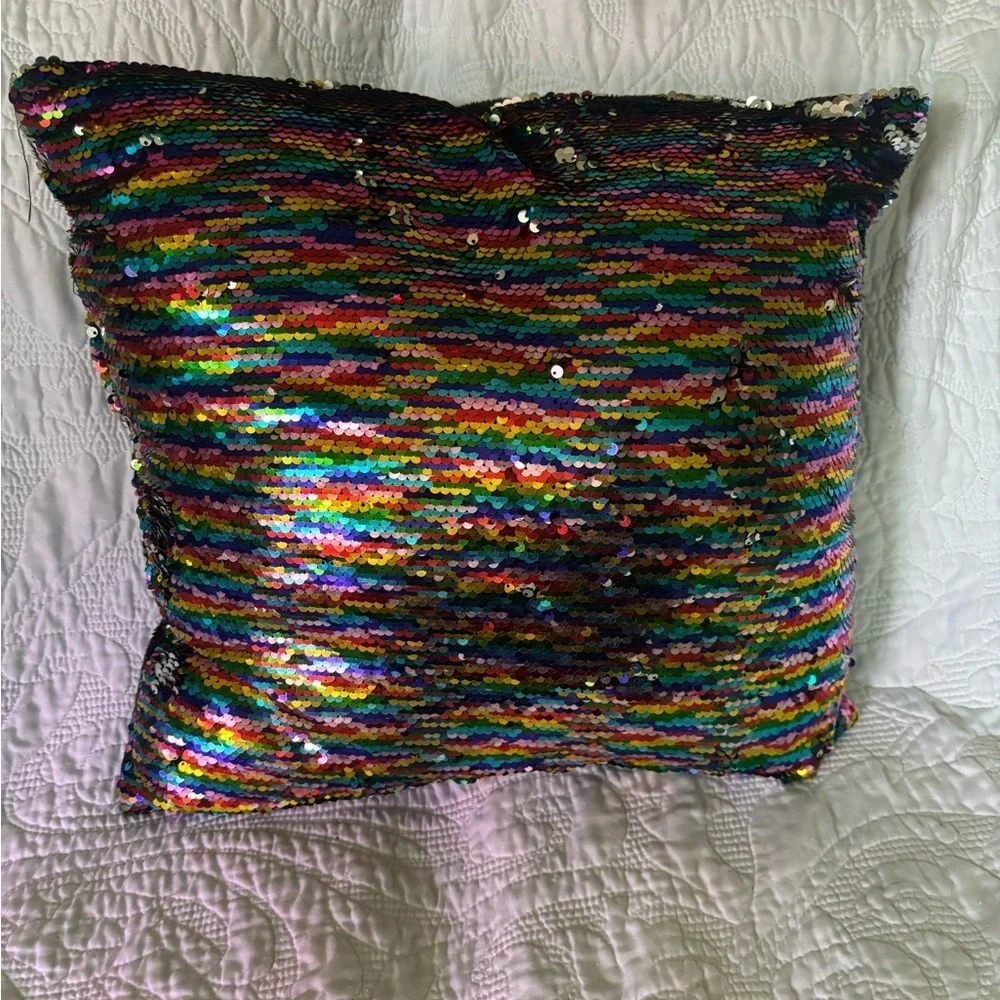 Multicolor Sequin Throw Pillow